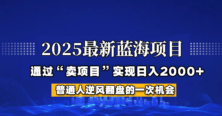 2025年蓝海项目，如何通过“网创项目”日入2000+-鼎誉项目网