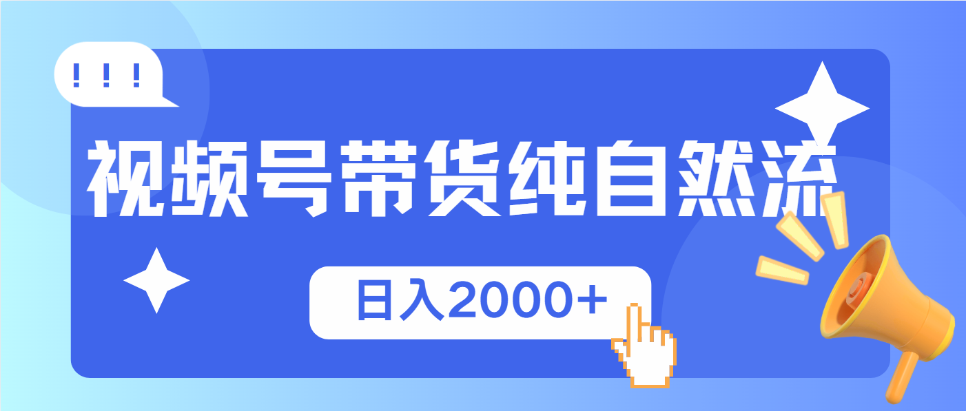 视频号带货，纯自然流，起号简单，爆率高轻松日入2000+-鼎誉项目网