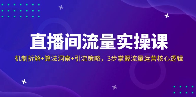 直播间流量实操课：机制拆解+算法洞察+引流策略，3步掌握流量运营核心逻辑-鼎誉项目网