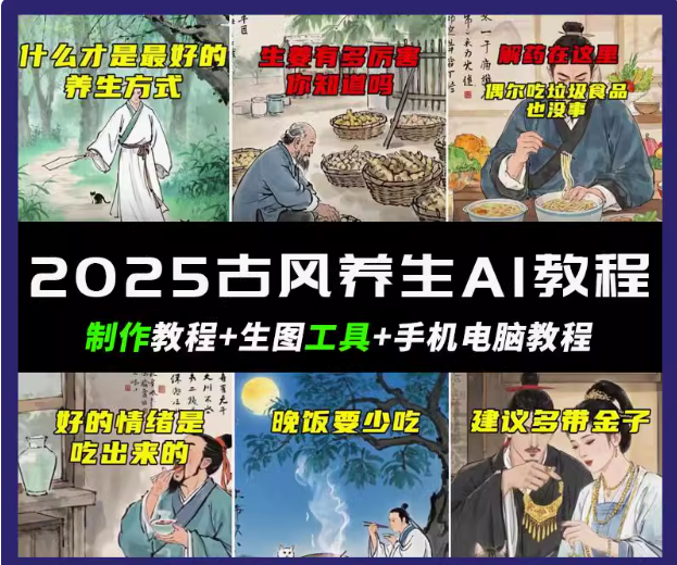 抖音AI古风养生视频教程日入五张 轻松涨粉 10W+-鼎誉项目网