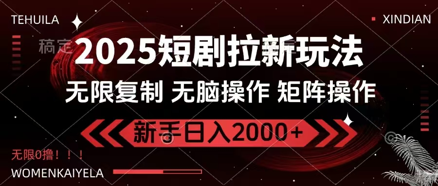 2025短剧拉新玩法，无需注册登录，无限0撸，无脑批量操作日入2000+-鼎誉项目网