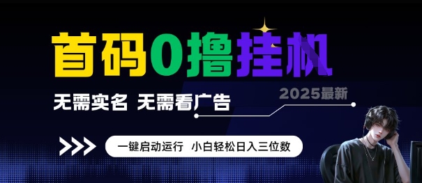 首码0撸全自动挂G项目,无需实名无需看广告,小白轻松日入3位数,多号短阵收益无上限【揭秘】