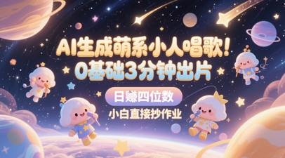 AI生成萌系小人唱歌，0基础3分钟出片，28个作品涨粉8.9W，单条最高19W赞，日入四位数，小白直接抄作业-鼎誉项目网