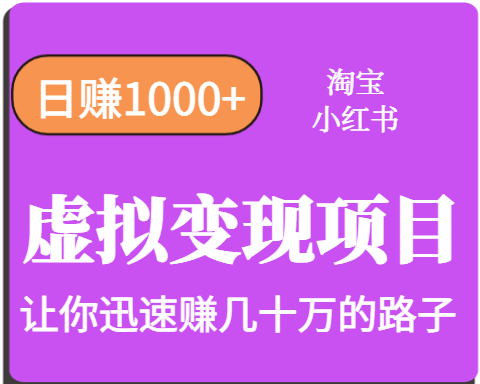 淘宝OR小红书虚拟变现，日赚1000+，多账号操作年收入几十W不等-鼎誉项目网