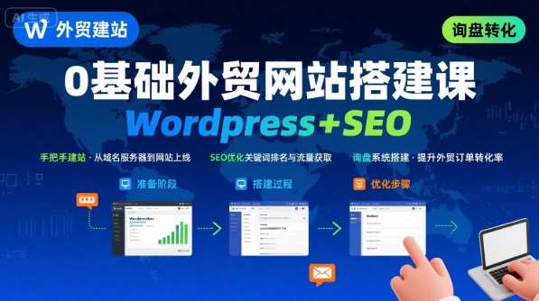 WordPress外贸建站+SEO优化课程，手把手教你从0到1搭建可获得询盘的外贸网站-鼎誉项目网