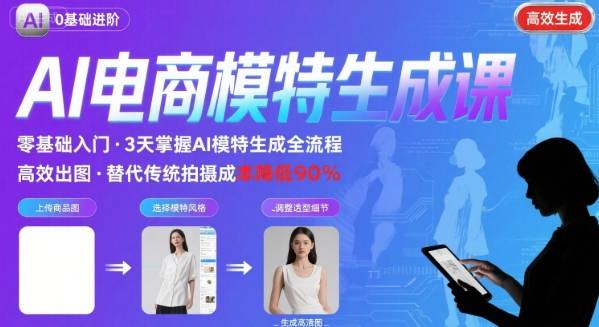 AI模特进阶课程，0基础高效生成逼真电商模特图-鼎誉项目网