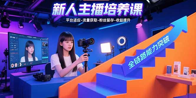新人主播培养课：平台适应-流量获取-粉丝留存-收益提升 全链路能力突破-鼎誉项目网