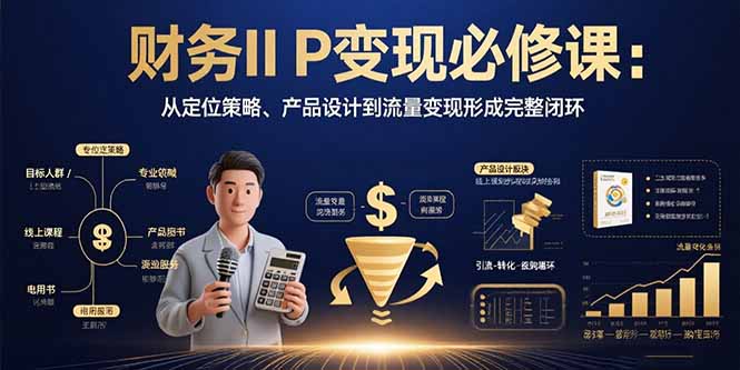 财务IP变现必修课：从定位策略、产品设计到流量变现形成完整闭环-鼎誉项目网