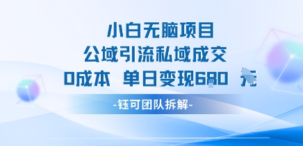 小白无脑项目公域引流私域成交0成本单日变现680米-鼎誉项目网