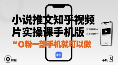 小说推文知乎视频图片实操课手机版,0粉一部手机就可以做