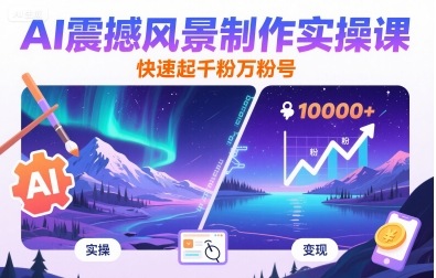 AI震撼风景制作实操课，快速起千粉万粉号-鼎誉项目网