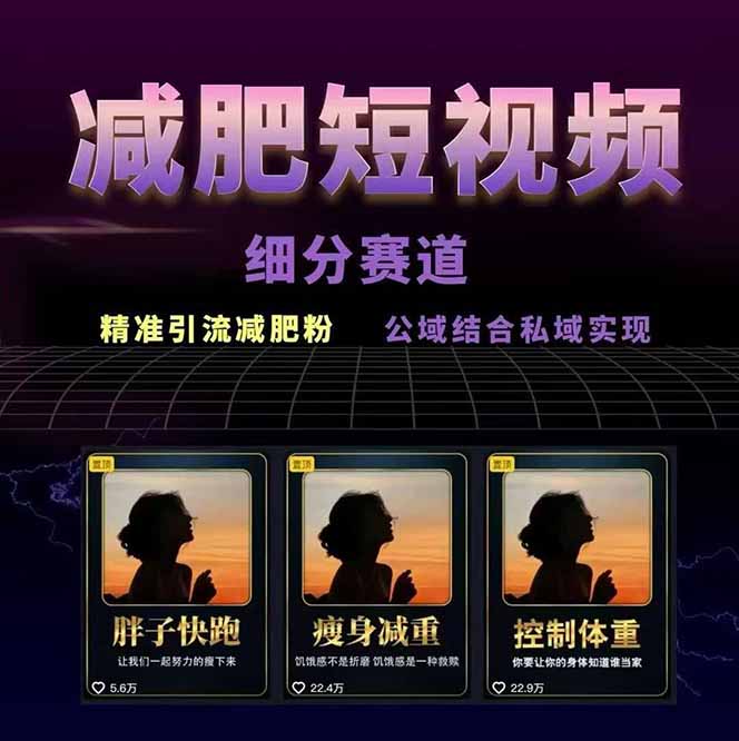 图片[1]-减肥短视频赛道运营课：素材准备-视频制作-引流变现全流程 (附素材-鼎誉项目网