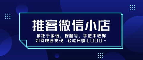 推客微信小店依托于微信、视频号，手把手教你如何快速变现 轻松日入1k+【揭秘】-鼎誉项目网