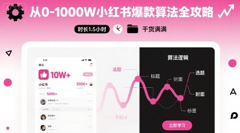 从0-1000W小红书爆款算法全攻略，时长1.5小时，干货满满-鼎誉项目网