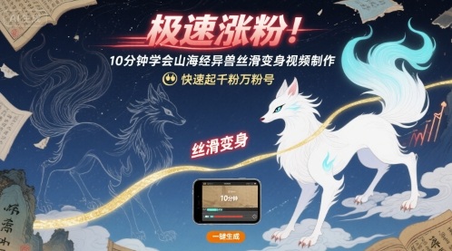 极速涨粉！10分钟学会山海经异兽丝滑变身视频制作，快速起千粉万粉号-鼎誉项目网