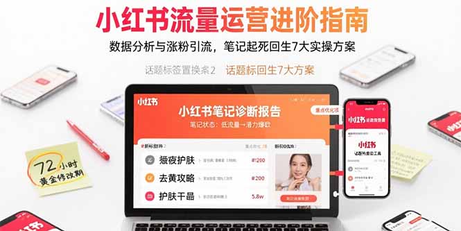 小红书流量运营进阶指南，数据分析与涨粉引流，笔记起死回生7大实操方案-鼎誉项目网
