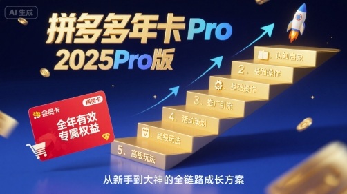 拼多多年卡2025Pro版，五大板块从认知到基础、从推广到活动、从活动到玩法-鼎誉项目网