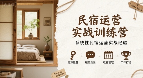 民宿运营实战训练营,系统性民宿运营实战经验