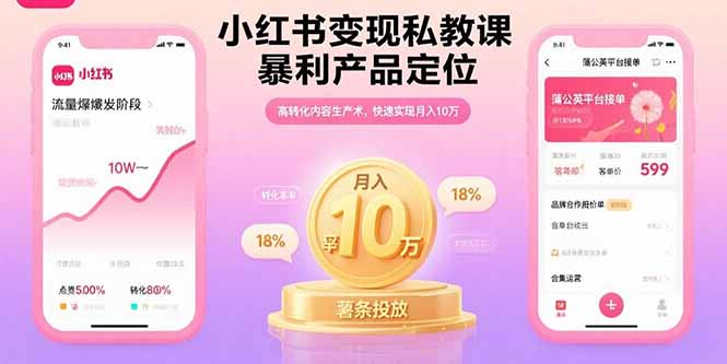 小红书变现私教课，暴利产品定位，高转化内容生产术，快速实现月入10万-鼎誉项目网