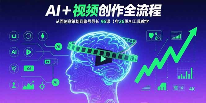AI+短视频创作全流程：从创意策划到账号增长，96节课(含26项AI工具教学-鼎誉项目网
