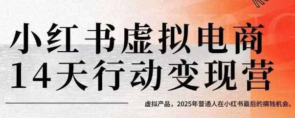 小红书虚拟电商14天变现训练营，虚拟产品，2025年普通人在小红书最后的搞钱机会(更新)-鼎誉项目网