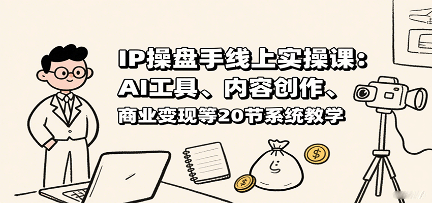 IP操盘手线上实操课：AI工具、内容创作、商业变现等20节系统教学-鼎誉项目网