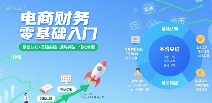 电商财务零基础入门，基础认知+基础实操+进阶突破，轻松掌握-鼎誉项目网