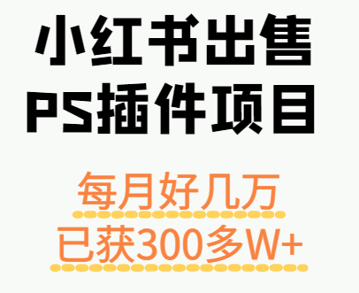 小红书出售PS插件项目，每月都收入好几万，长期操作已获利300多W+-鼎誉项目网