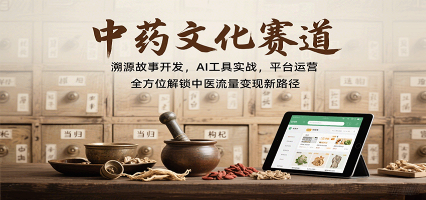 中药文化赛道：溯源故事开发，AI工具实战，平台运营，全方位解锁中医流量变现新路径-鼎誉项目网
