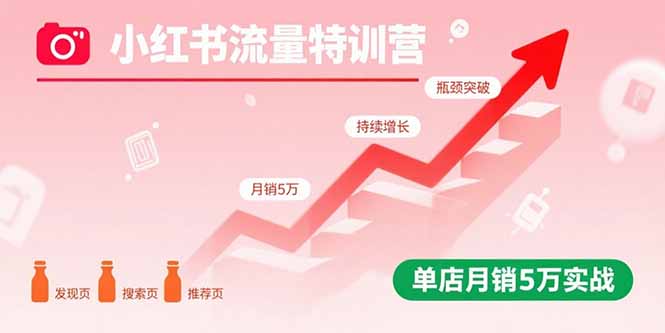 小红书流量特训营：突破流量瓶颈，实现店铺持续增长，单店月销5万实战-鼎誉项目网