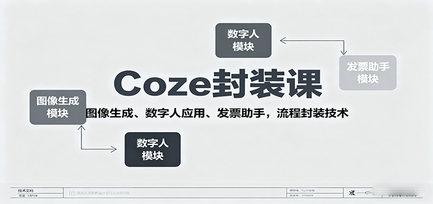 Coze封装课,图像生成、数字人应用、发票助手,流程封装技术-鼎誉项目网