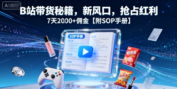 B站带货秘籍，新风口，抢占红利，7天2k+佣金【附SOP手册】-鼎誉项目网