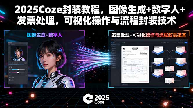 2025Coze封装教程，图像生成+数字人+发票处理，可视化操作与流程封装技术-鼎誉项目网