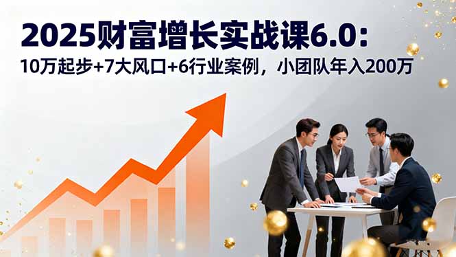 2025财富增长实战课6.0：10万起步+7大风口+6行业案例，小团队年入200万-鼎誉项目网