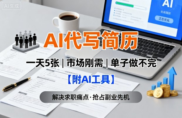 AI代写简历，一天5张，今年找工作难，市场刚需，单子做不完【附AI工具】-鼎誉项目网