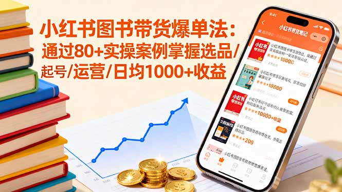 小红书图书带货爆单法：通过80+实操案例掌握选品/起号/运营/日均1000+收益-鼎誉项目网