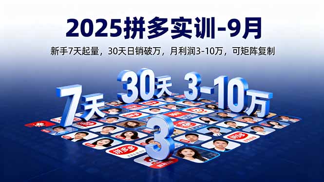 2025拼多多实训-9月：新手7天起量,30天日销破万,月利润3-10万,可矩阵复制-鼎誉项目网