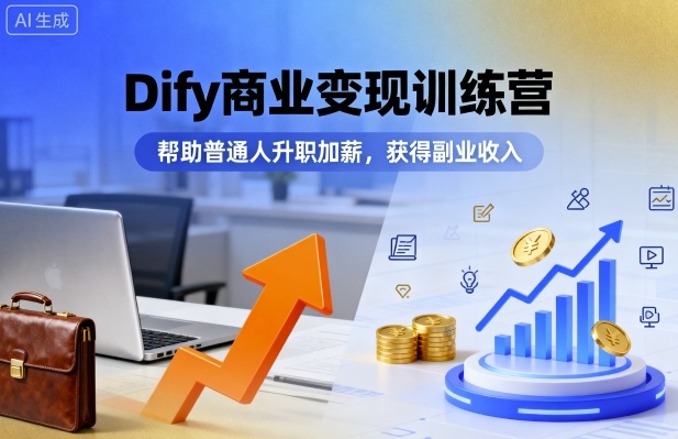 Dify商业变现训练营，帮助普通人升职加薪，获得副业收入-鼎誉项目网