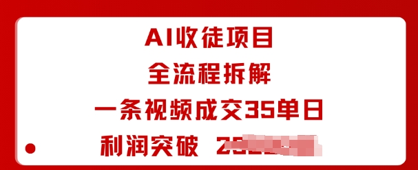 AI收徒项目全流程拆解一条视频成交35单日利润突破1k+-鼎誉项目网