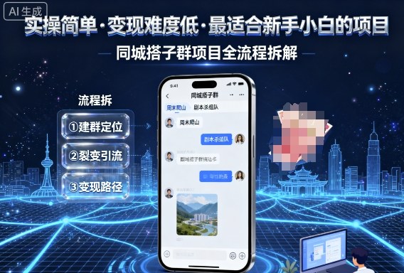 实操简单，变现难度低，最适合新手小白做的项目，每天轻松收入3张，同城搭子群项目全流程拆解-鼎誉项目网