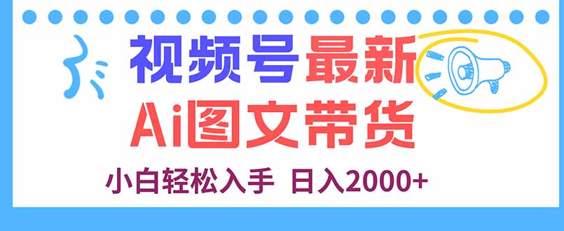 视频号最新AI图文带货，每天几分钟，小白轻松入手，日入2000+-鼎誉项目网