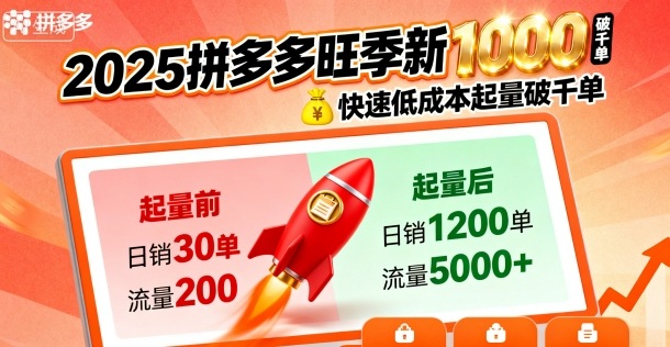 2025拼多多旺季新老店铺——快速低成本起量破千单-鼎誉项目网