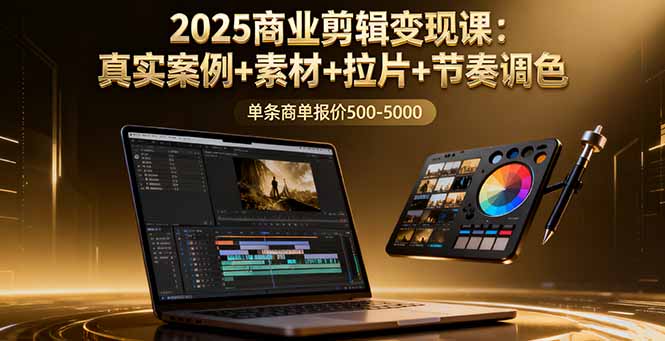 2025商业剪辑变现课：真实案例+素材+拉片+节奏调色，单条商单报价500-5000-鼎誉项目网