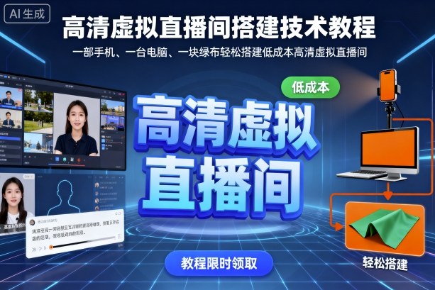 高清虚拟直播间搭建技术教程，一部手机、一台电脑、一块绿布轻松搭建低成本高清虚拟直播间-鼎誉项目网