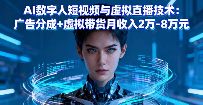 AI数字人短视频与虚拟直播技术：广告分成+虚拟带货月收入2万-8万元-鼎誉项目网