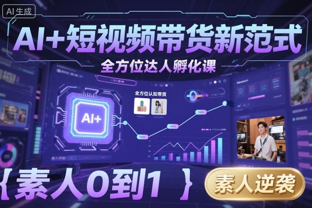 AI+短视频带货新范式全方位达人孵化课，素人也可以从0到1，全方位认知短视频带货-鼎誉项目网
