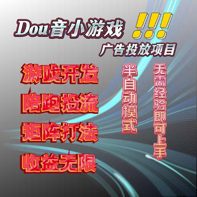 抖音小游戏广告推广项目，2025最新实测落地，单日收益300+-鼎誉项目网
