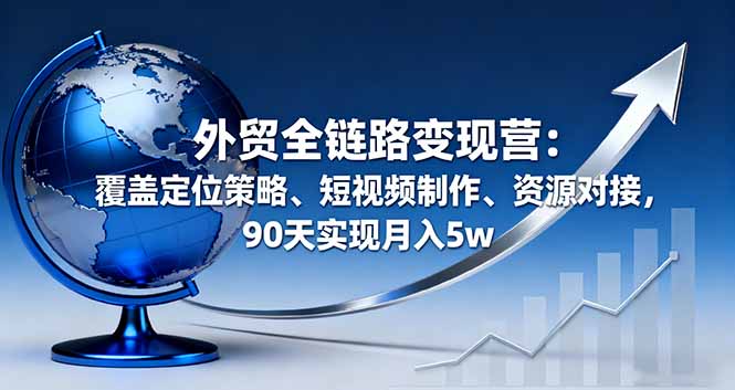 外贸全链路变现营：覆盖定位策略、短视频制作、资源对接，90天实现月入5w-鼎誉项目网