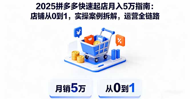 2025拼多多快速起店月入5万指南：店铺从0到1，实操案例拆解，运营全链路-鼎誉项目网