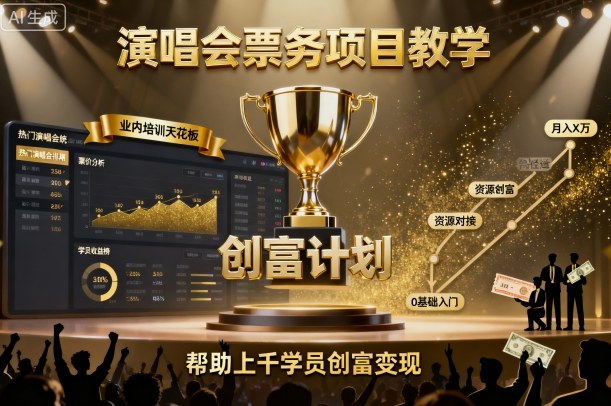 演唱会票务项目教学，业内培训天花板，帮助上千学员创富变现(更新)-鼎誉项目网